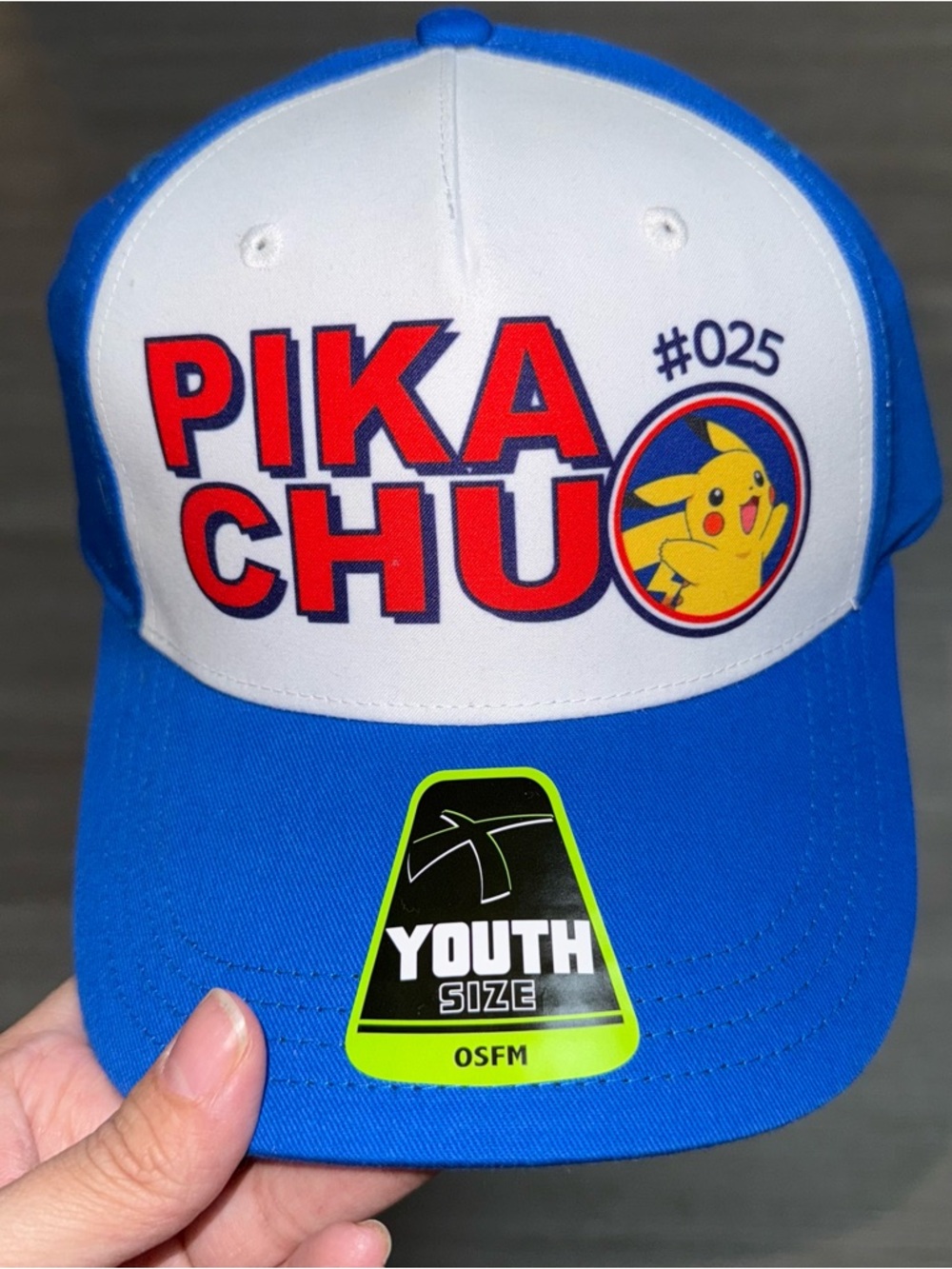 Pokemon PIKACHU Youth Hat - Blue & White with Red Accent